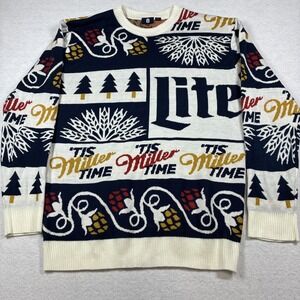 Miller Lite Ugly Christmas Holiday Party Sweater‎ Size XL Super Soft Crew Neck